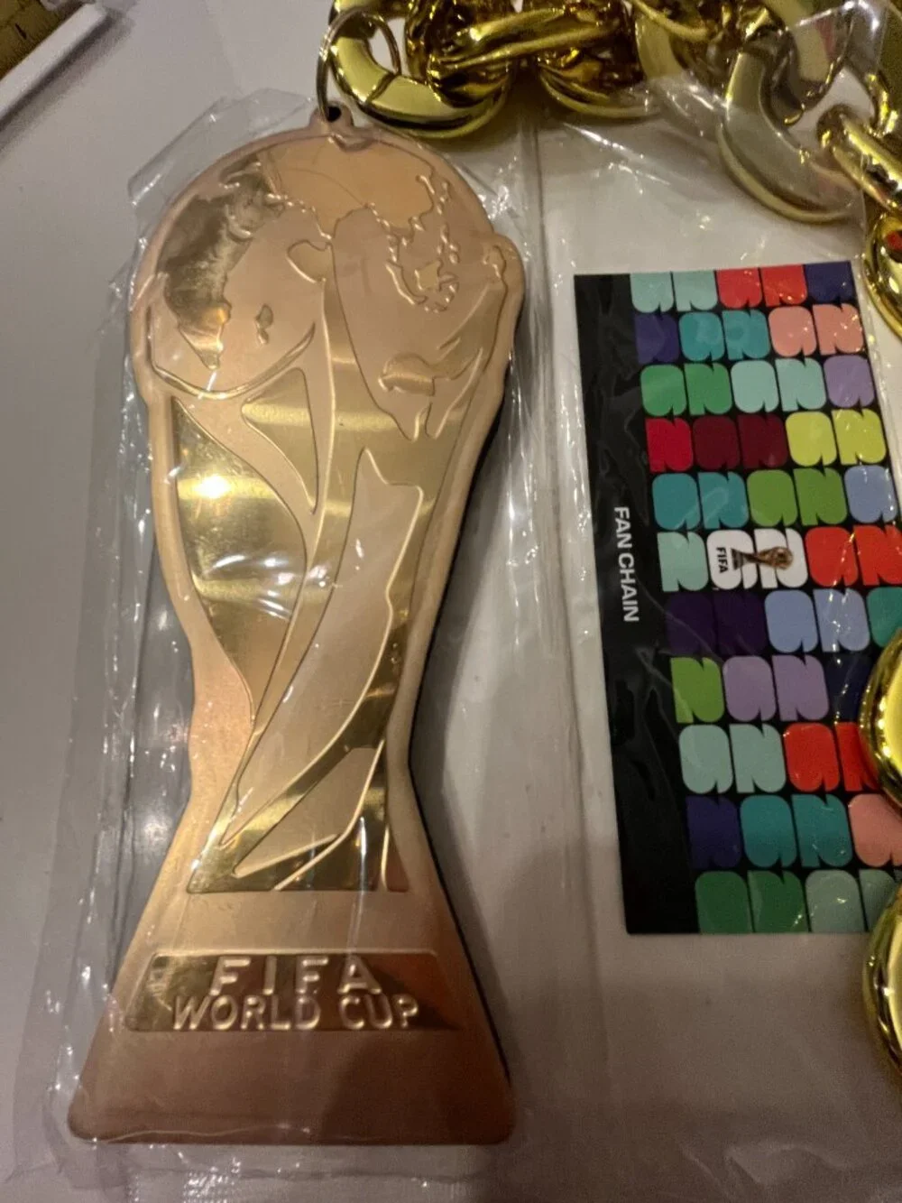 World Cup 2026 Gold Fan Chain with Trophy Pendant SET OF TWO (NWT)